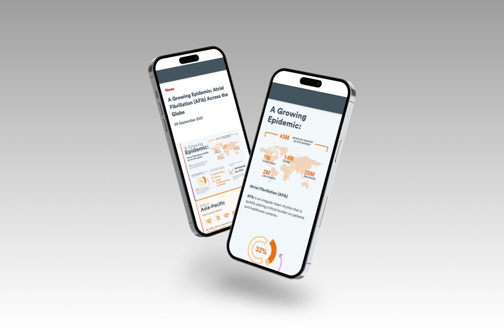 Before-and-after comparison of the infographic on mobile, showing improved readability and accessibility.